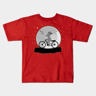 Cute Rabbit Sleeping and Cycling at Night With Moon Kids T-Shirt